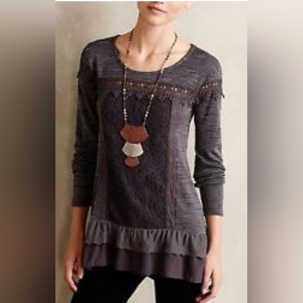 Anthropologie Meadow Rue Greylace Tunic, VGUC, Size M